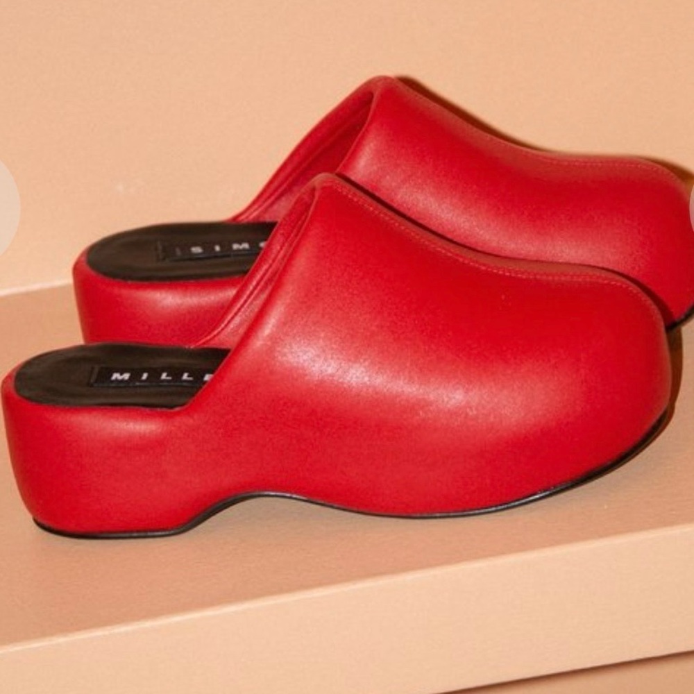 Simon Miller Red Platform Bubble Clog Mules 8